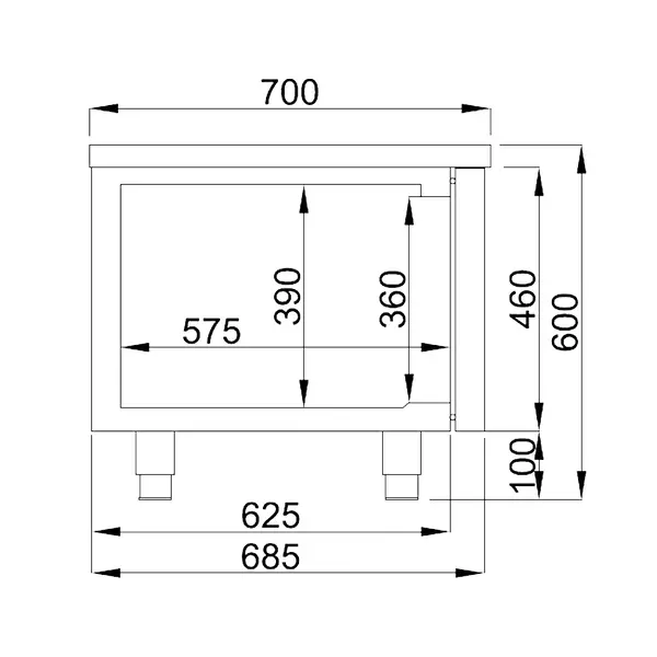 Koelwerkbank | PRO LINE | Laag Model | 360L | 4 Deuren (1/1 GN) | -2°C/+8°C | Geforceerd | 2130x700x600(h)mm