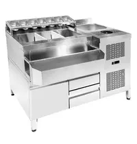 CombiSteel Bar-/Cocktailstation (Gekoeld) | RVS | 3 Gekoelde Laden (-1°C/+8°C) | Spoelbak + Glazenspoeler | IJs-/Ingrediëntenbakken + Flessenrek + GN-Bakhouder | Achteropstand | 1340x700x875/990(h)mm
