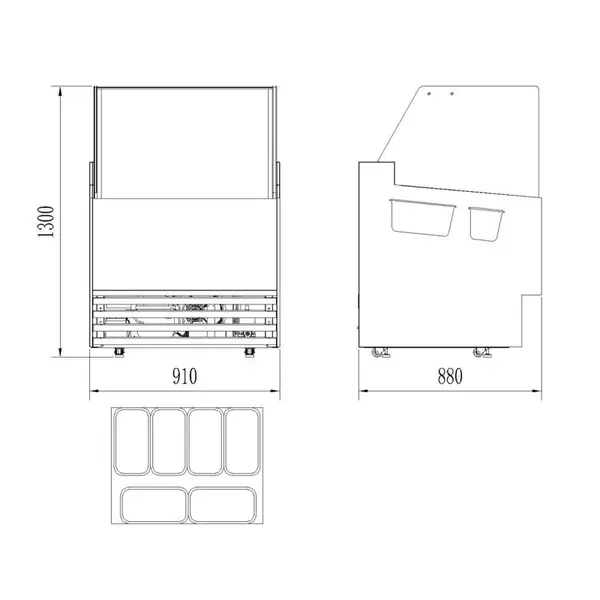 Schepijsvitrine | KOMODO | 189L | 6x 5L | -16°C/-18°C | Geforceerd | Touchscreen | Wielen | 910x880x1300(h)mm
