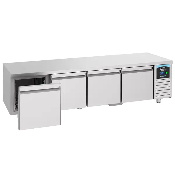 Koelwerkbank | PRO LINE | Laag Model | 360L | 4 Laden (1/1 GN) | -2°C/+8°C | Geforceerd | 2130x700x600(h)mm