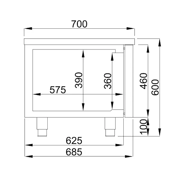Koelwerkbank | PRO LINE | Laag Model | 360L | 4 Laden (1/1 GN) | -2°C/+8°C | Geforceerd | 2130x700x600(h)mm