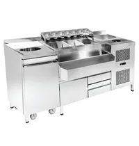 CombiSteel Bar-/Cocktailstation (Gekoeld) | RVS | 3 Gekoelde Laden (-1°C/+8°C) | Spoelbak + Glazenspoeler | IJs-/Ingrediëntenbakken + Flessenrek + GN-Bakhouder | Snijplank + Afvalgat + Verrijdbare Afvalbak | Achteropstand | 1790x700x875/990(h)mm