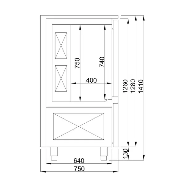 Blastschiller | PRO LINE | 10 Niveaus (1/1 GN) | Max. 30kg (Koelen) / 25kg (Vriezen) | 2.2kW (230V) | 800x750x1410(h)mm