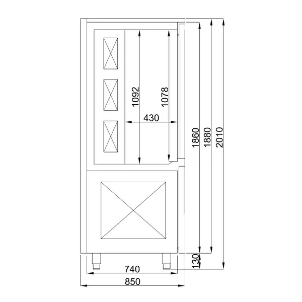 Blastchiller | PRO LINE | 15 Niveaus (1/1 GN) | Max. 35kg (Koelen) / 30kg (Vriezen) | 3.5kW (230V) | 800x850x2010(h)mm