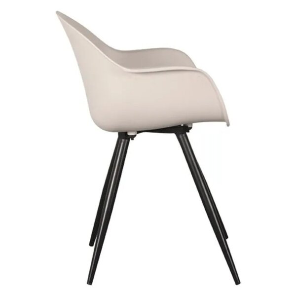 Stoel | Kunststof/Metaal | Zandkleurig | Zwarte Poten | In-/Outdoor | 580x540x850(h)mm