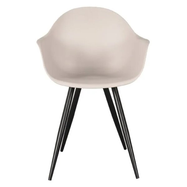 Stoel | Kunststof/Metaal | Zandkleurig | Zwarte Poten | In-/Outdoor | 580x540x850(h)mm