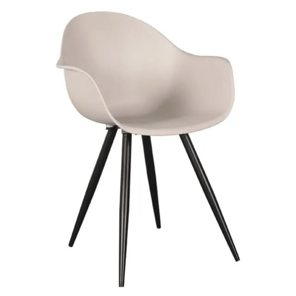 Stoel | Kunststof/Metaal | Zandkleurig | Zwarte Poten | In-/Outdoor | 580x540x850(h)mm