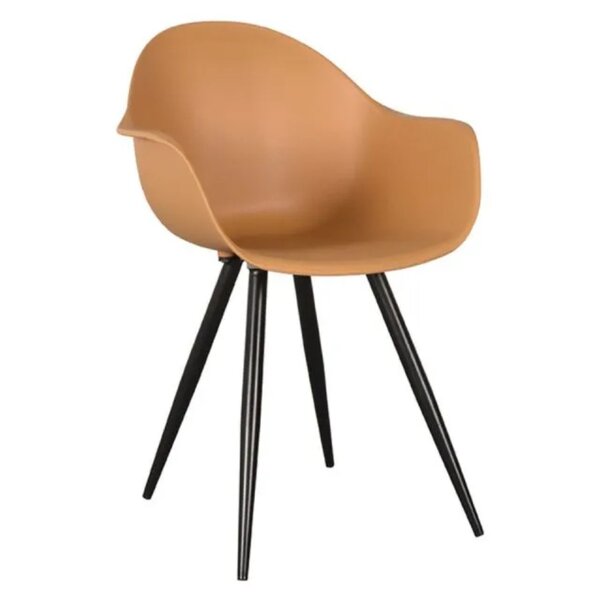 Stoel | Kunststof/Metaal | Oker | Zwarte Poten | In-/Outdoor | 580x540x850(h)mm