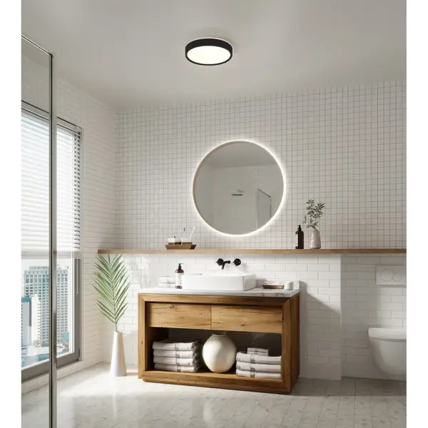 Plafondlamp | NOXY | Zwart | Incl. Lichtbron (Dimbaar) | Ø350x50(h)mm