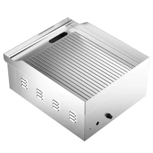 Bak-/Grillplaat | Elektrisch | Gegroefd Oppervlak 356x380 (RVS) | 50°C/300°C | 2kW (230V) | 360x450x220(h)mm