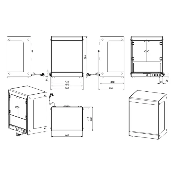Nacho-Warmhoudvitrine | Zwart | Statisch | 0.19kW (230V) | 462x365x588(h)mm