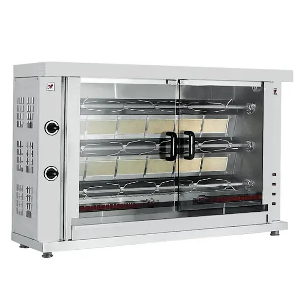 Kippengrill | 3 Spitten | Voor ca. 15 kippen | Gas | 1320x460x880(h)mm