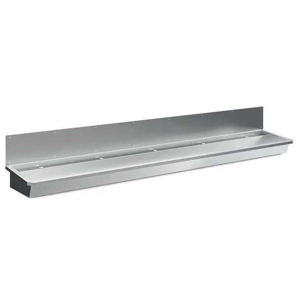 Wasbak | RVS | 5 Kraangaten | Spatscherm | Incl. Afvoerplug | 3000x468x438(h)mm