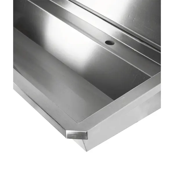 Wasbak | RVS | 5 Kraangaten | Spatscherm | Incl. Afvoerplug | 3000x468x438(h)mm