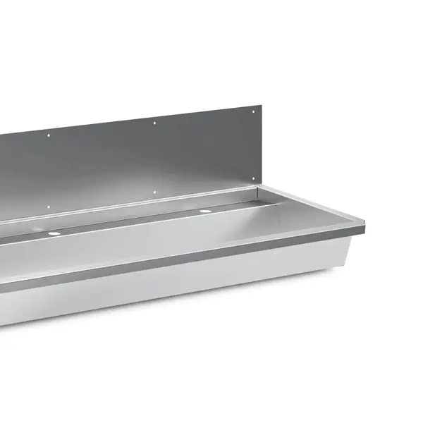 Wasbak | RVS | 5 Kraangaten | Spatscherm | Incl. Afvoerplug | 3000x468x438(h)mm