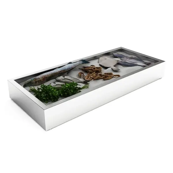 Crushed Ice Bak | RVS | Opbouw (Recht) | 4x 1/1 GN | Open | Afvoeraansluiting | 1362x590x170(h)mm
