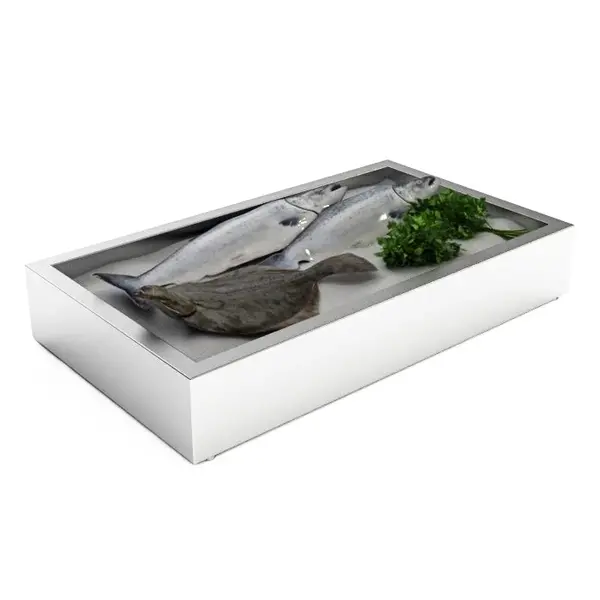 Crushed Ice Bak | RVS | Opbouw (Recht) | 3x 1/1 GN | Open | Afvoeraansluiting | 1042x590x170(h)mm