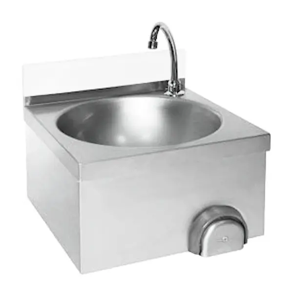 Handwasbak | RVS | Kniebediening (Zelfsluitend) | 400x400x235/335(h)mm