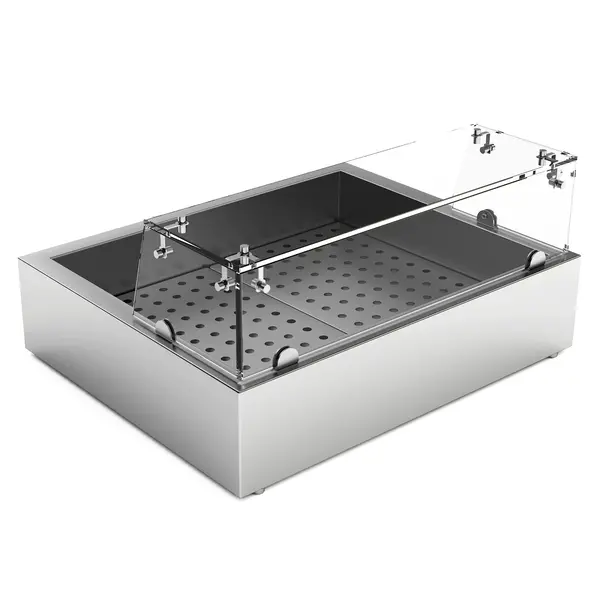 Crushed Ice Bak | RVS | Opbouw (Recht) | 2x 1/1 GN | Open | Afvoeraansluiting | 722x590x170(h)mm