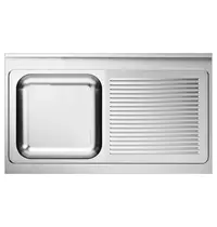 CombiSteel Spoeltafelblad | 1 Spoelbak (Links) + Afdruipvlak | Incl. Sifon + Standpijp | 1200x600mm