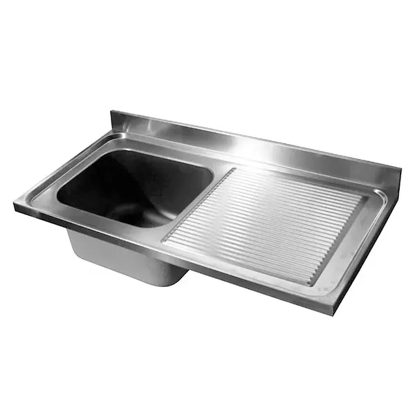 Spoeltafelblad | 1 Spoelbak (Links) + Afdruipvlak | Incl. Sifon + Standpijp | 1200x600mm