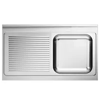 CombiSteel Spoeltafelblad | 1 Spoelbak (Rechts) + Afdruipvlak | Incl. Sifon + Standpijp | 1200x600mm
