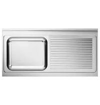 CombiSteel Spoeltafelblad | 1 Spoelbak (Links) + Afdruipvlak | Incl. Sifon + Standpijp | 1400x700mm