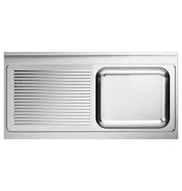 CombiSteel Spoeltafelblad | 1 Spoelbak (Rechts) + Afdruipvlak | Incl. Sifon + Standpijp | 1400x700mm