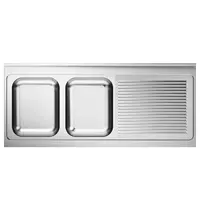 CombiSteel Spoeltafelblad | 2 Spoelbakken (Links) + Afdruipvlak | Incl. Sifon + Standpijp | 1600x700mm