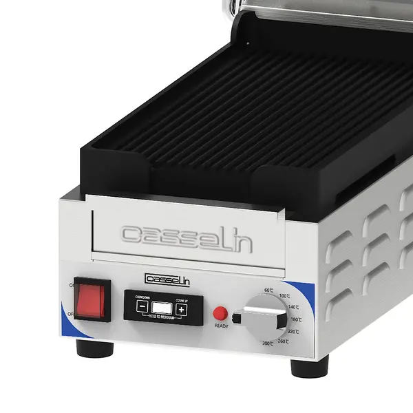 Paninigrill RVS Premium XS | 2.4kW | Geribbelde Plaat | 262x523x240(h)mm