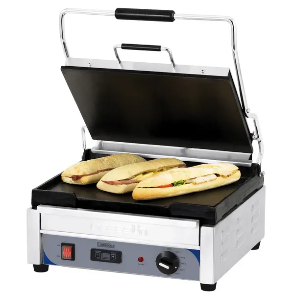 Paninigrill RVS Premium Grand enkel | 2.4kW | Gladde bakplaat | 425x580x265(h)mm