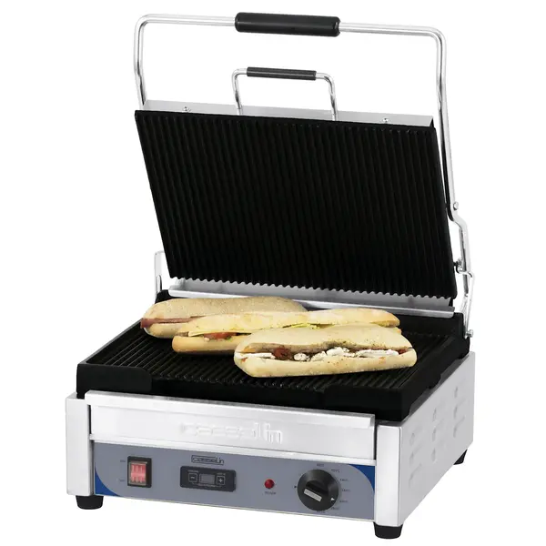 Paninigrill RVS Premium Grand | 2.4kW | Geribbelde plaat | 425x580x265(h)mm