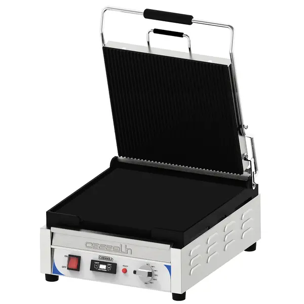 Paninigrill RVS Premium | 2.4kW | Geribbelde/Gladde plaat | 400x580x285(h)mm