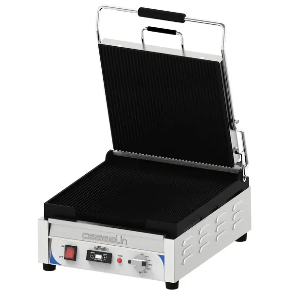 Paninigrill RVS Premium | 2.4kW | Geribbelde plaat | 400x580x265(h)mm