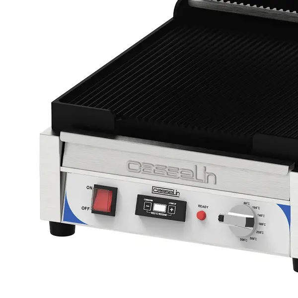 Paninigrill RVS Premium | 2.4kW | Geribbelde plaat | 400x580x265(h)mm