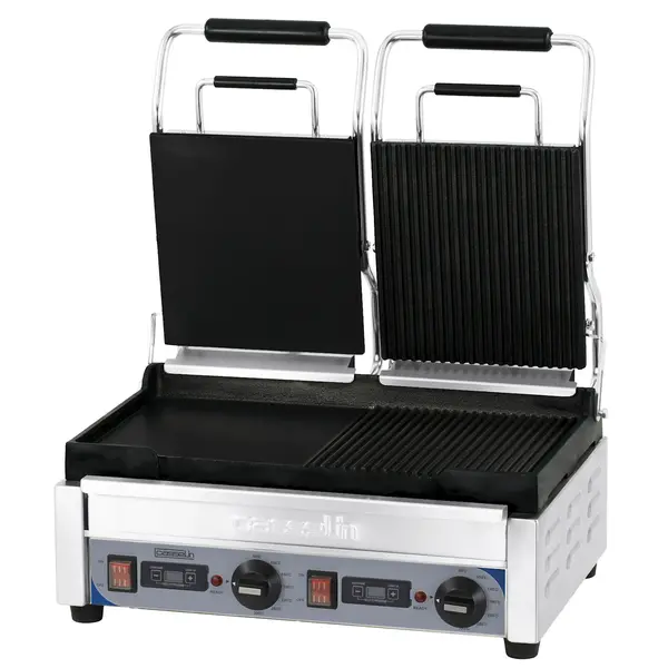 Paninigrill RVS Premium | 2.9kW | Geribbelde/Gladde plaat | 490x520x265(h)mm