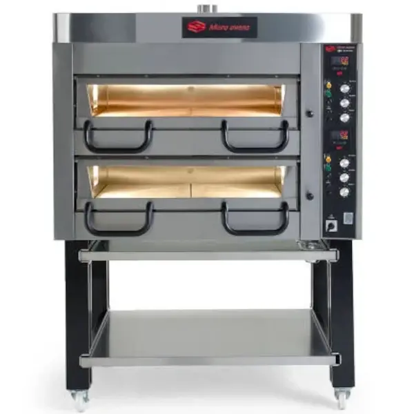 Pizzaoven | Elektrisch | 4+4x Ø40cm | ≤400°C | 19.8kW (400V) | Incl. Onderstel (Wielen) + Afzuigkap | 1250x1100x1740(h)mm