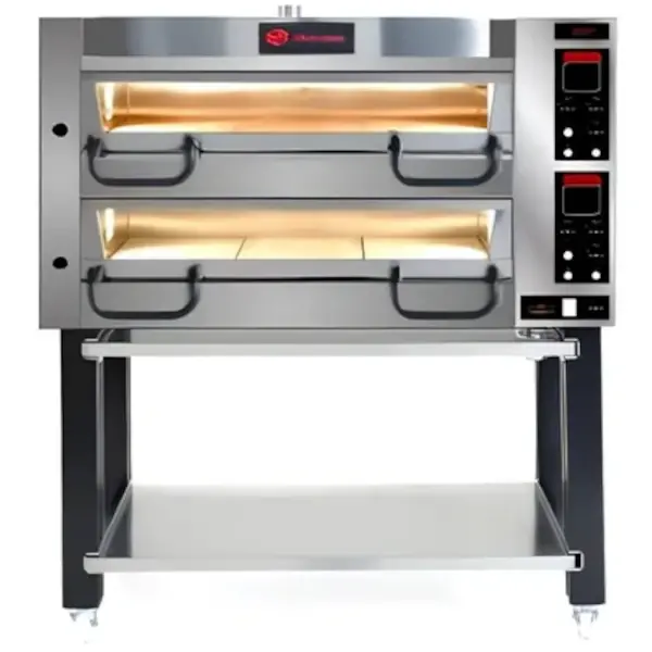 Pizzaoven | Elektrisch | 6+6x Ø30cm | ≤400°C | 14.6kW (400V) | Touchscreen | Incl. Onderstel (Wielen) + Afzuigkap | 1380x1000x1740(h)mm