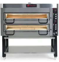 MORA Pizzaoven | Elektrisch | 9+9x Ø30cm | ≤400°C | 26kW (400V) | Incl. Onderstel (Wielen) + Afzuigkap | 1680x1100x1740(h)mm