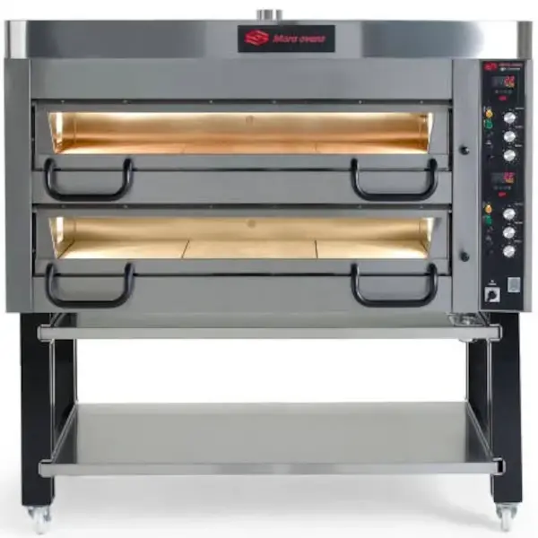 Pizzaoven | Elektrisch | 9+9x Ø30cm | ≤400°C | 26kW (400V) | Incl. Onderstel (Wielen) + Afzuigkap | 1680x1100x1740(h)mm