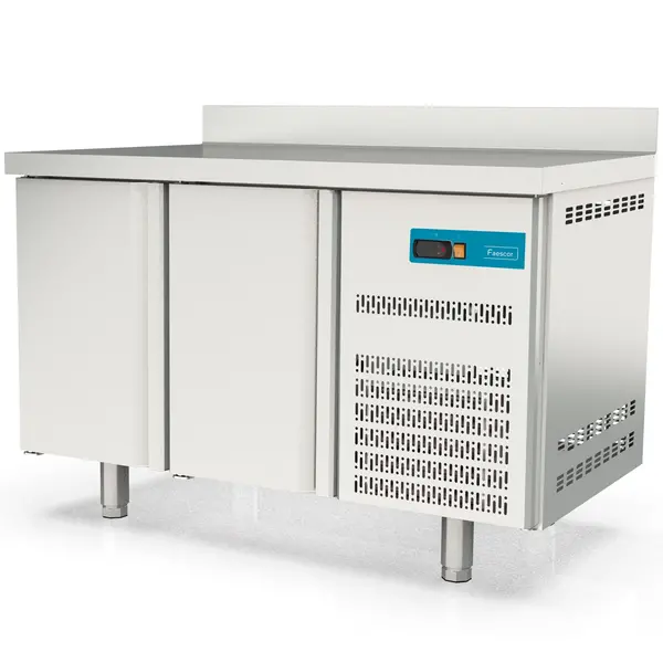 Koelwerkbank | S-LINE | 255L | 2 Deuren (1/1 GN) | -2°C/+8°C | Geforceerd | Temperatuuralarm | Achteropstand | 1345x700x850/950(h)mm