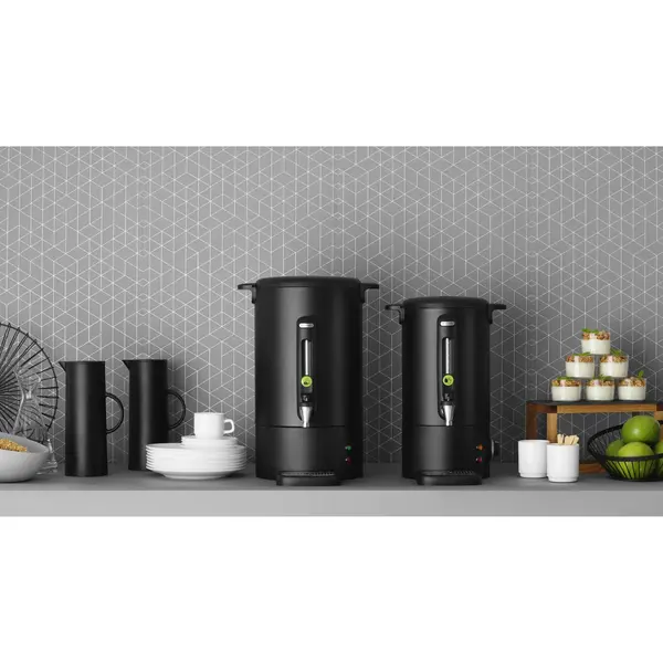 Verwarmde Drankendispenser | UNIQ (Design by Bronwasser) | Zwart | 16L | 30°C/100°C | 1.65kW (230V) | Enkelwandig | Lekbak | 357x380x502(h)mm
