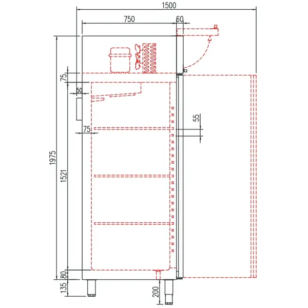 Viskoelkast | 610L (2/1 GN) | RVS | -1°C/-5°C & -2°C/+8°C | Geforceerd | Incl. 3 Visbakken | Temperatuur-/Deuralarm | 680x860x2110/2175(h)mm