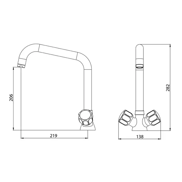 Mengkraan | Draaiknoppen | Draaibare Uitloop | 138x282(h)mm