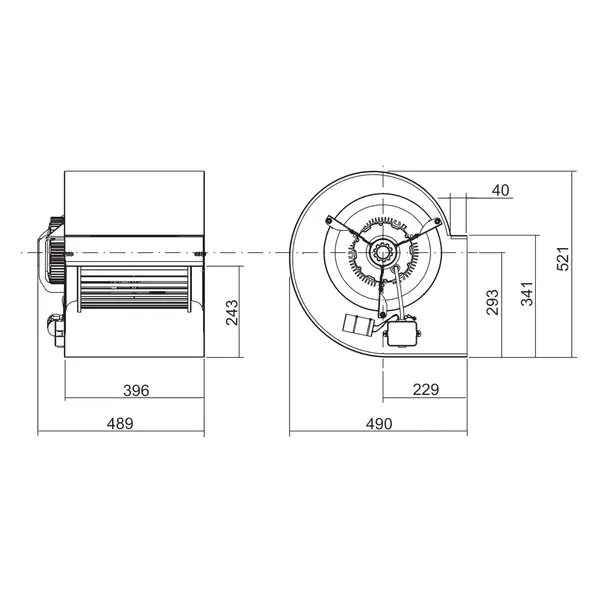 Motor | Slakkenhuis | 4500m³/u. | 5.4A | 0.74kW (230V) | 471x490x521(h)mm