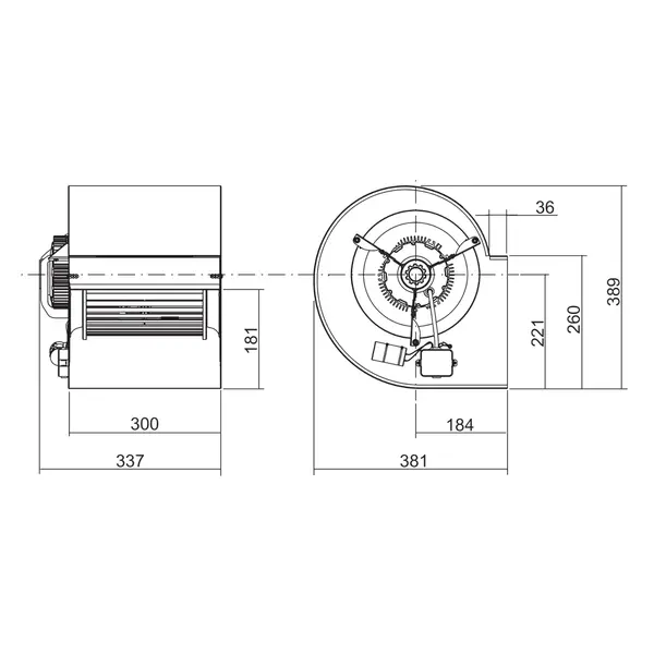 Motor | Slakkenhuis | 3000m³/u. | 4.3A | 550W (230V) | 387x381x389(h)mm