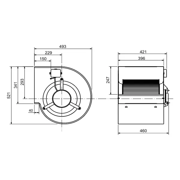 Motor | Slakkenhuis | 6000m³/u. | 5.9A | 1.1kW (400V) | 471x490x521(h)mm