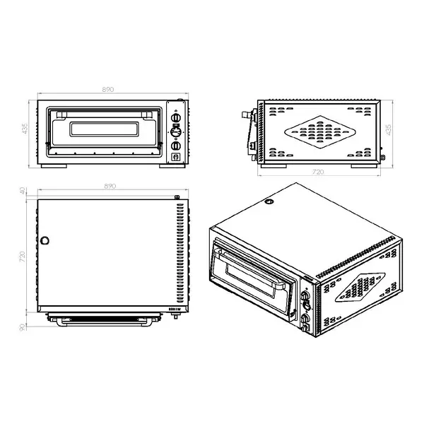 Pizzaoven | Elektrisch | 4x Ø30cm | 85°C/455°C | 5kW (400V) | 890x810x430(h)mm