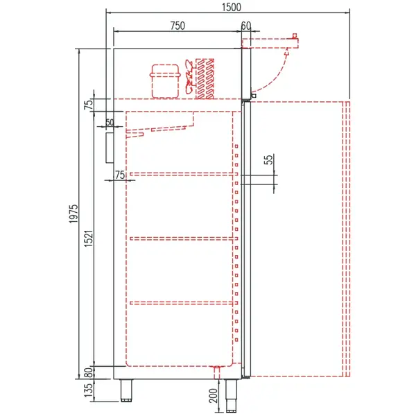 Koel-/Vrieskast | 610L (2/1 GN) | RVS | -15°C/-20°C & -2°C/+8°C | Geforceerd | Temperatuur-/Deuralarm | 680x860x2110/2175(h)mm