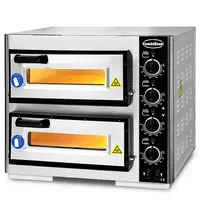 CombiSteel Pizzaoven | Elektrisch | 1+1x Ø39cm | 85°C/455°C | 7kW (400V) | 630x630x530(h)mm 